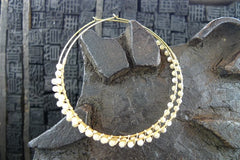 Gara Danielle Hoop Earrings with Cream Beads