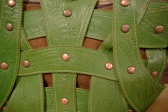 Leaders in Leather Green and Brown Handbag