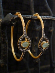 Kevia Mosaic Aqua Chalcedony Hoop Earrings