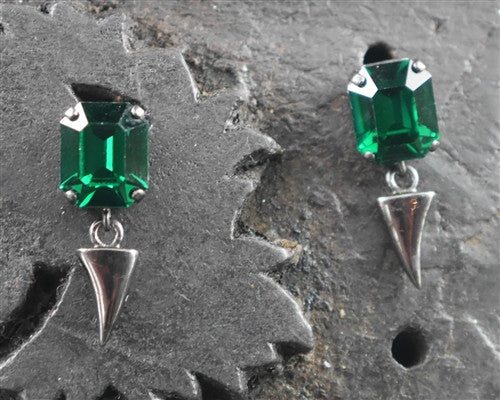 Michael Spirito Jewelry Emerald Stud with Tooth Earrings