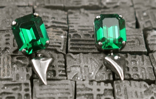 Michael Spirito Jewelry Emerald Stud with Tooth Earrings