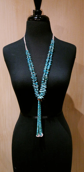 Older Navajo Turquoise Tab and Heishi Necklace with Jocla