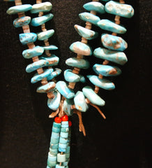 Older Navajo Turquoise Tab and Heishi Necklace with Jocla