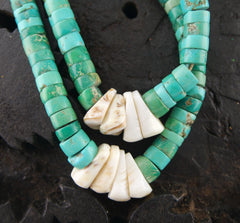 Older Navajo Turquoise Tab and Heishi Necklace with Jocla